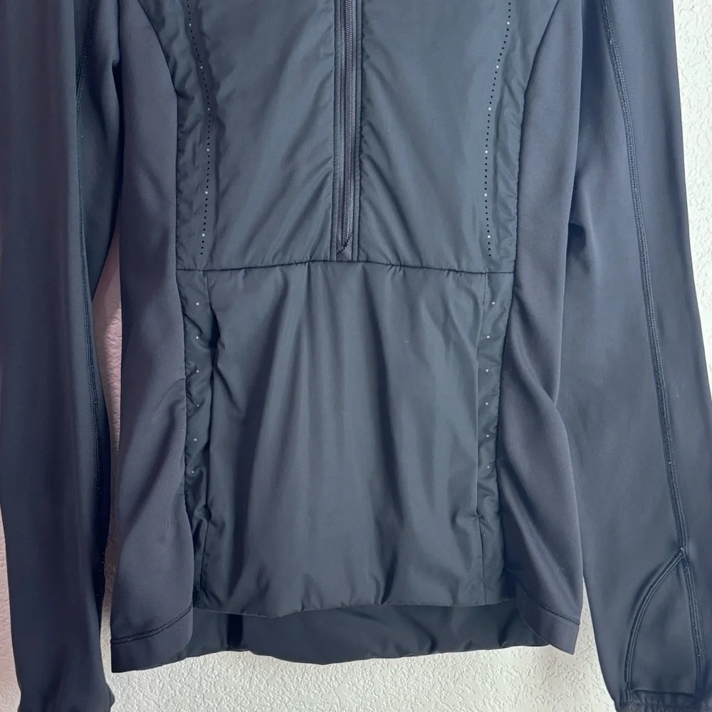 Lululemon Run For Cold Pullover Quarter Zip Jacket Black Women’s Size 2